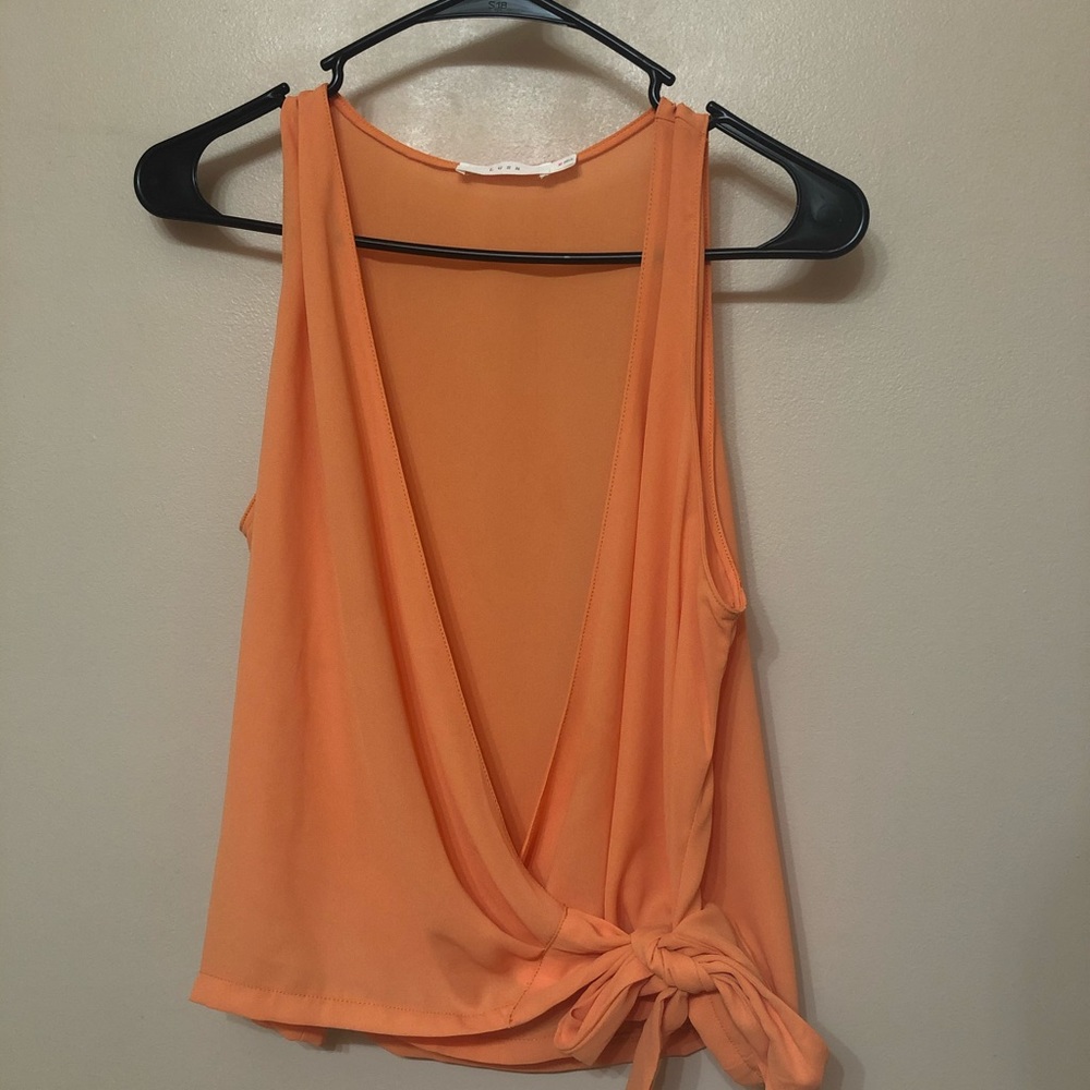 cute orange Lush cross/tie top
